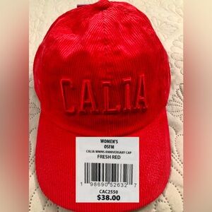 NEW..WOMEN OSFM CALIA ANNIVERSARY CORDUROY FABRIC CAP (FRESH RED)